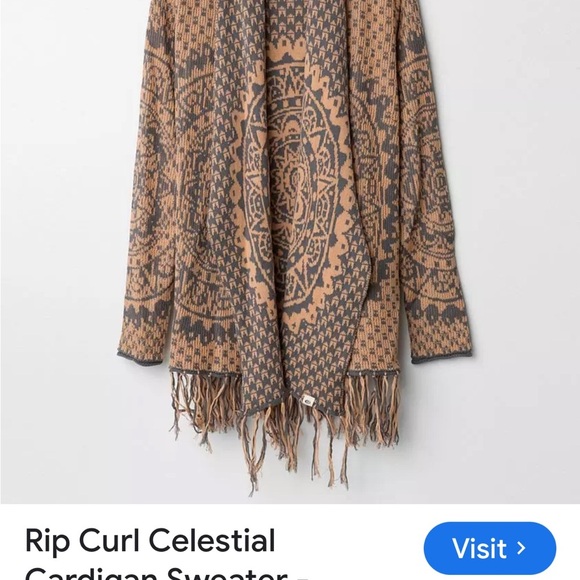 Rip Curl Gray and Peach Mandala Cardigan - Picture 4 of 5
